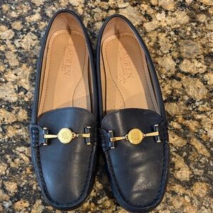 Lauren Ralph Lauren Navy Loafers with Gold Accents